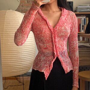 Issey Miyake Fete Chiffon Twist Floral Cardigan